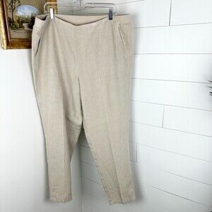 J. Jill Love Linen Pull On Ankle Pants Khaki Pockets Size XL